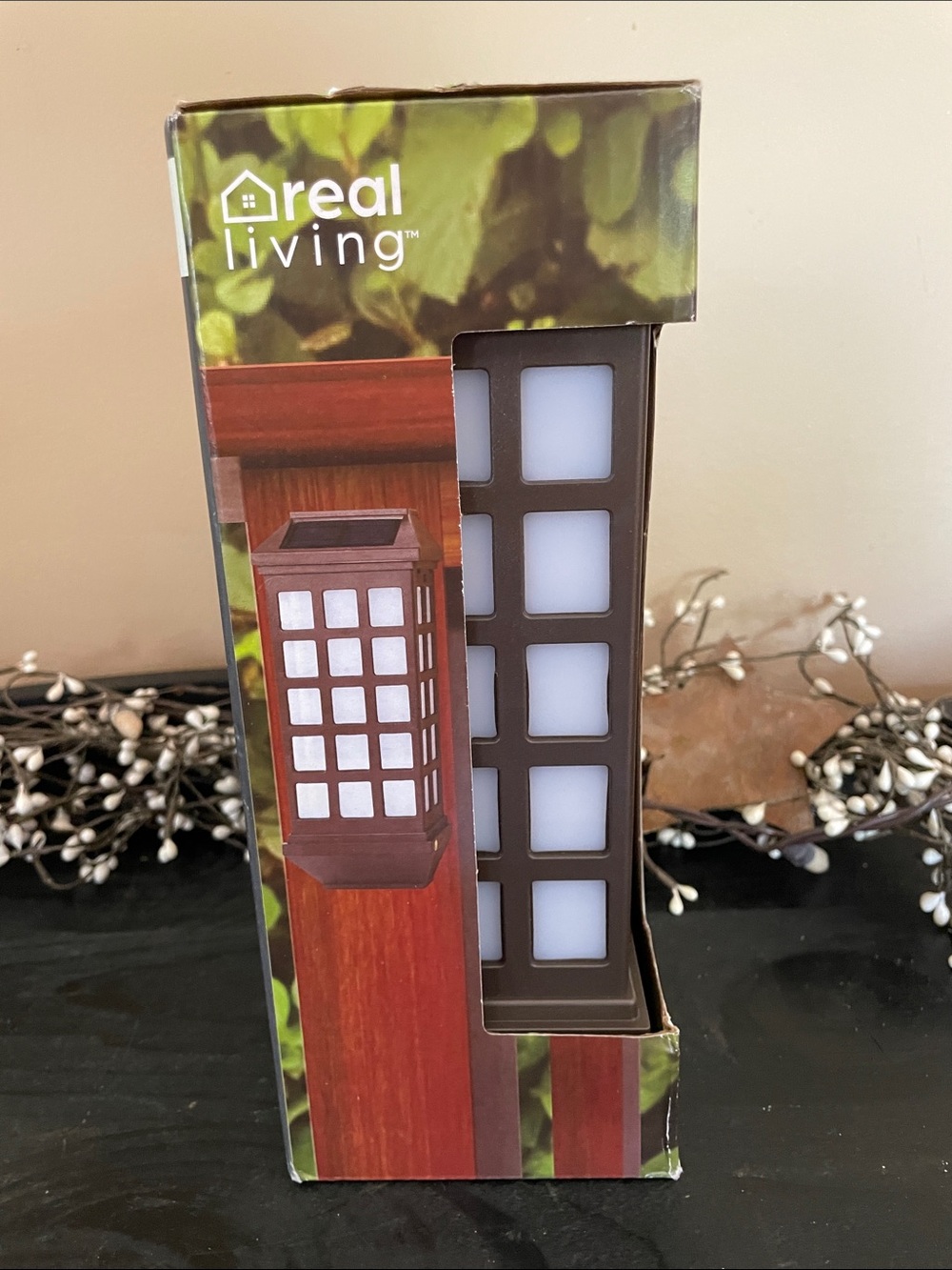 NIB Real Living Outdoor Solar Lantern Post Lights - Set of 2